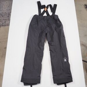 Spyder Mens Extra Large Black Insulated Ski Snow Pants Bib Suspenders Waterproof